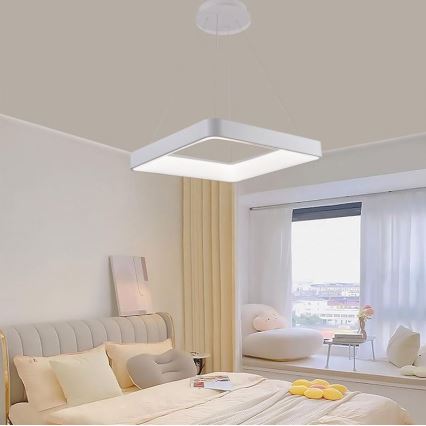 LED Stmievateľný luster na lanku LED/55W/230V 3000-6500K biela + diaľkové ovládanie