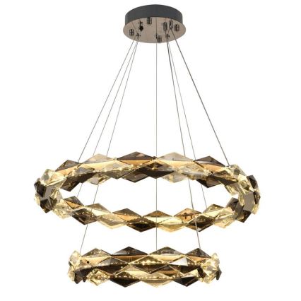 LED Stmievateľný krištáľový luster na lanku LED/65W/230V 3000-6500K lesklý chróm + diaľkové ovládanie