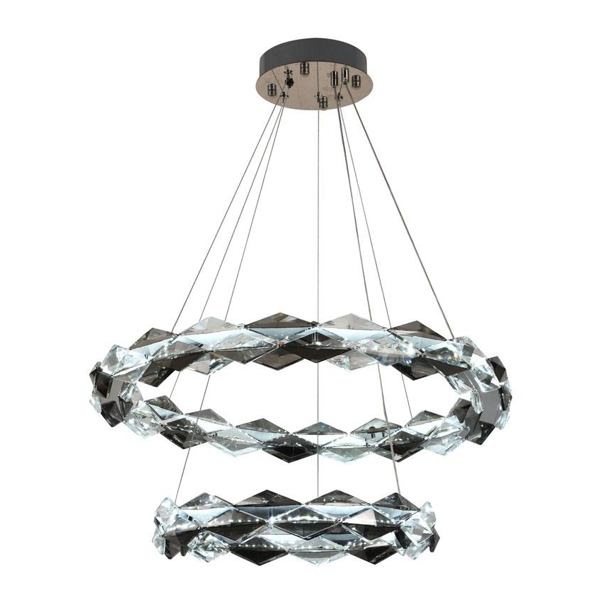 LED Stmievateľný krištáľový luster na lanku LED/65W/230V 3000-6500K lesklý chróm + diaľkové ovládanie