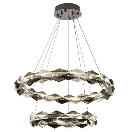 LED Stmievateľný krištáľový luster na lanku LED/65W/230V 3000-6500K lesklý chróm + diaľkové ovládanie