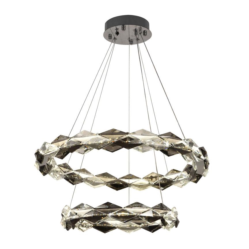 LED Stmievateľný krištáľový luster na lanku LED/65W/230V 3000-6500K lesklý chróm + diaľkové ovládanie