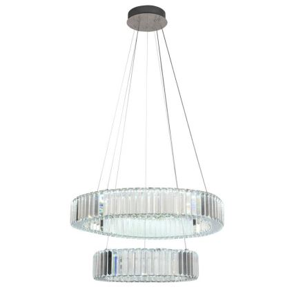 LED Stmievateľný krištáľový luster na lanku LED/65W/230V 3000-6500K lesklý chróm + diaľkové ovládanie
