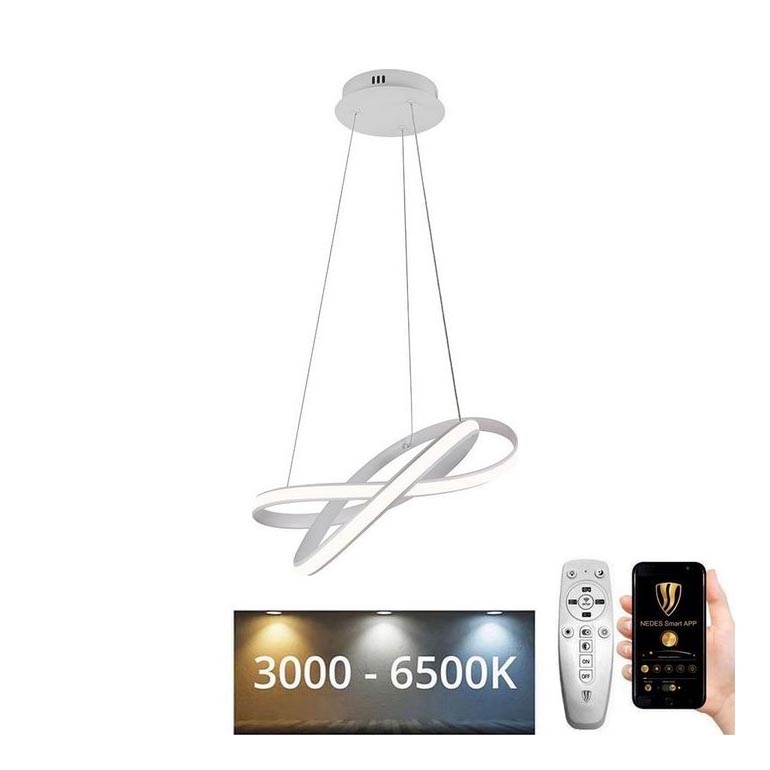 LED Stmievateľný luster na lanku LED/70W/230V 3000-6500K biela + diaľkové ovládanie