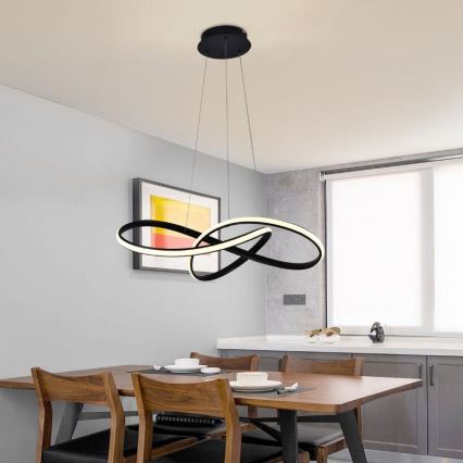 LED Stmievateľný luster na lanku LED/70W/230V 3000-6500K pr. 60 cm čierna + diaľkové ovládanie