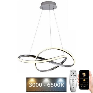 LED Stmievateľný luster na lanku LED/70W/230V 3000-6500K lesklý chróm + diaľkové ovládanie
