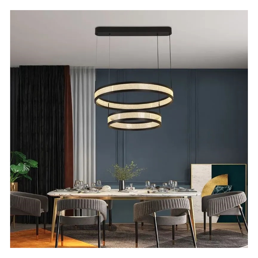 LED Stmievateľný luster na lanku LED/70W/230V 3000-6500K čierna + diaľkové ovládanie