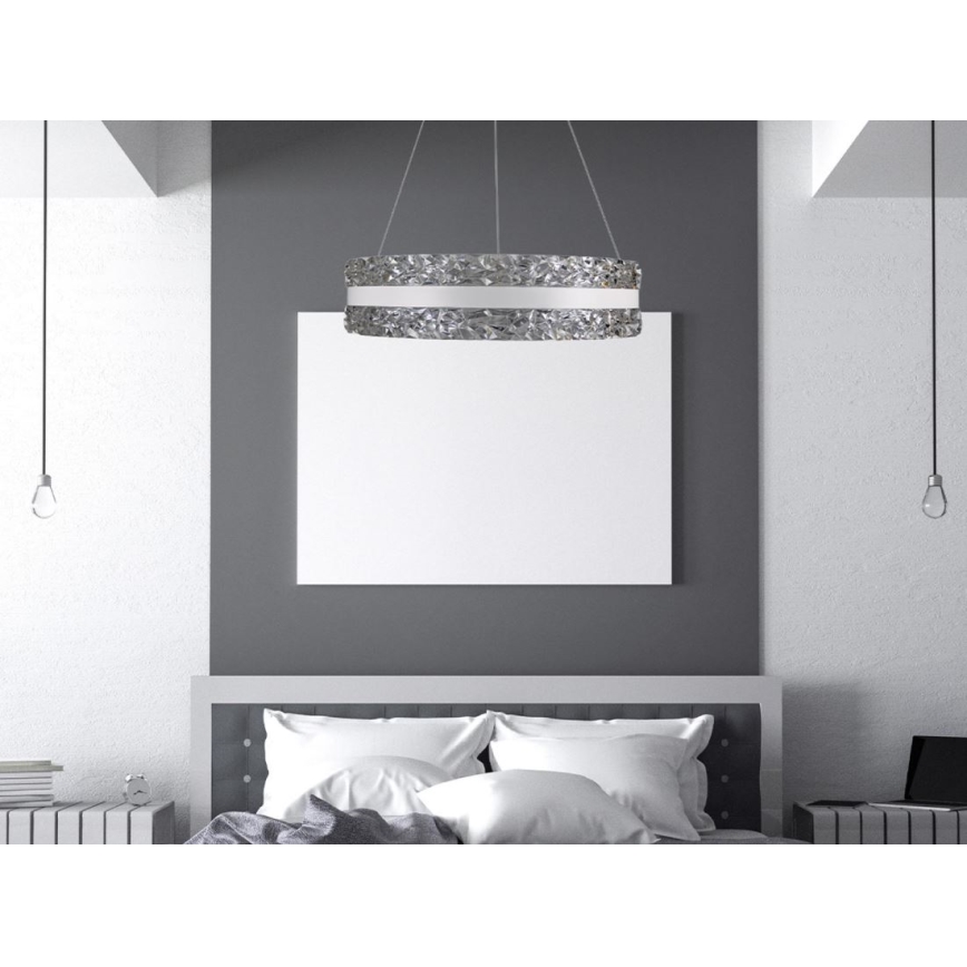 LED Stmievateľný krištáľový luster na lanku LED/80W/230V 3000-6500K biela + diaľkové ovládanie