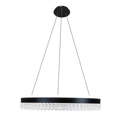 LED Stmievateľný krištáľový luster na lanku LED/80W/230V 3000-6500K čierna + diaľkové ovládanie