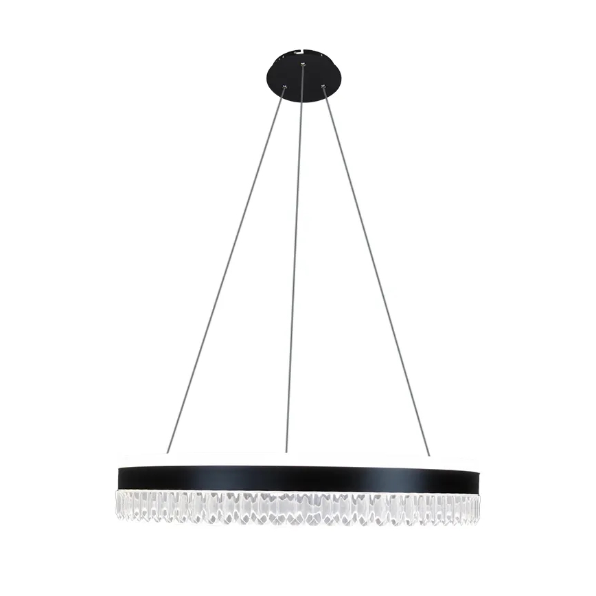 LED Stmievateľný krištáľový luster na lanku LED/80W/230V 3000-6500K čierna + diaľkové ovládanie