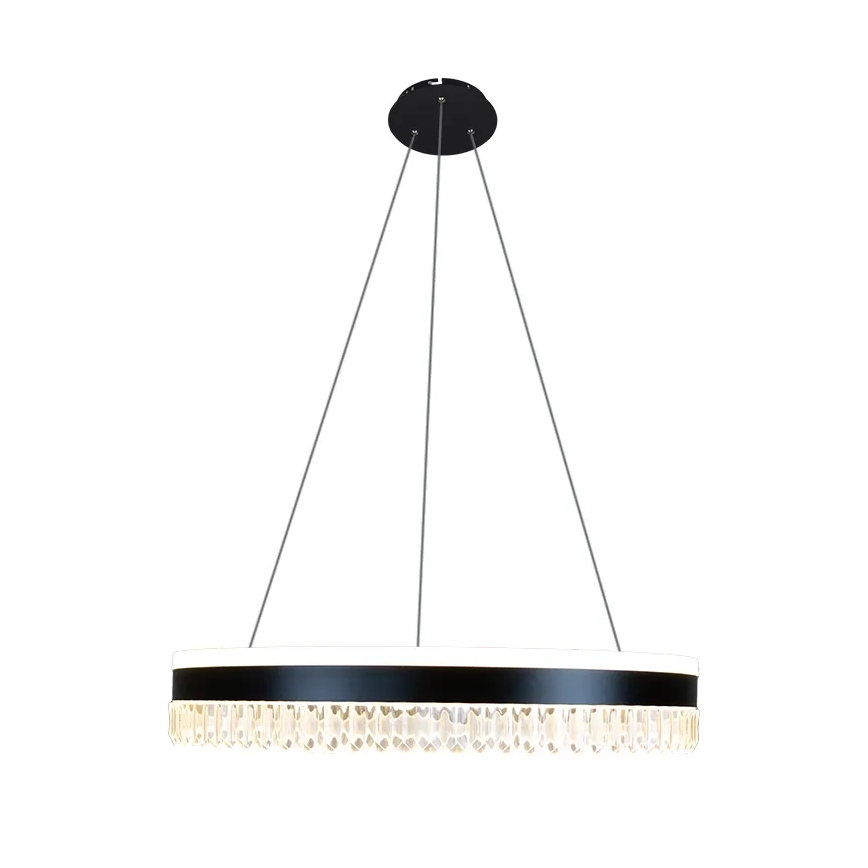 LED Stmievateľný krištáľový luster na lanku LED/80W/230V 3000-6500K čierna + diaľkové ovládanie