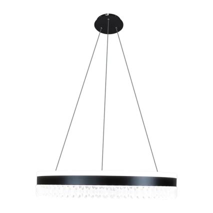 LED Stmievateľný krištáľový luster na lanku LED/80W/230V 3000-6500K čierna + diaľkové ovládanie