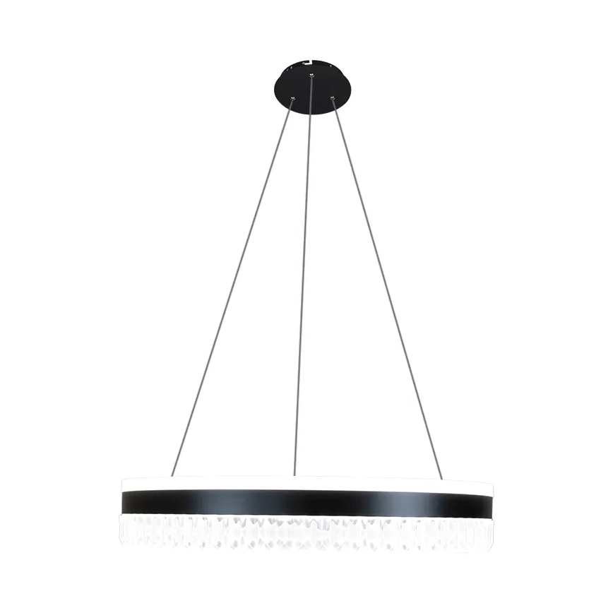 LED Stmievateľný krištáľový luster na lanku LED/80W/230V 3000-6500K čierna + diaľkové ovládanie