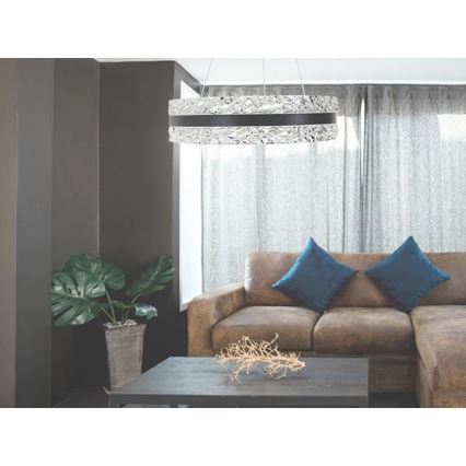 LED Stmievateľný krištáľový luster na lanku LED/80W/230V 3000-6500K čierna + diaľkové ovládanie