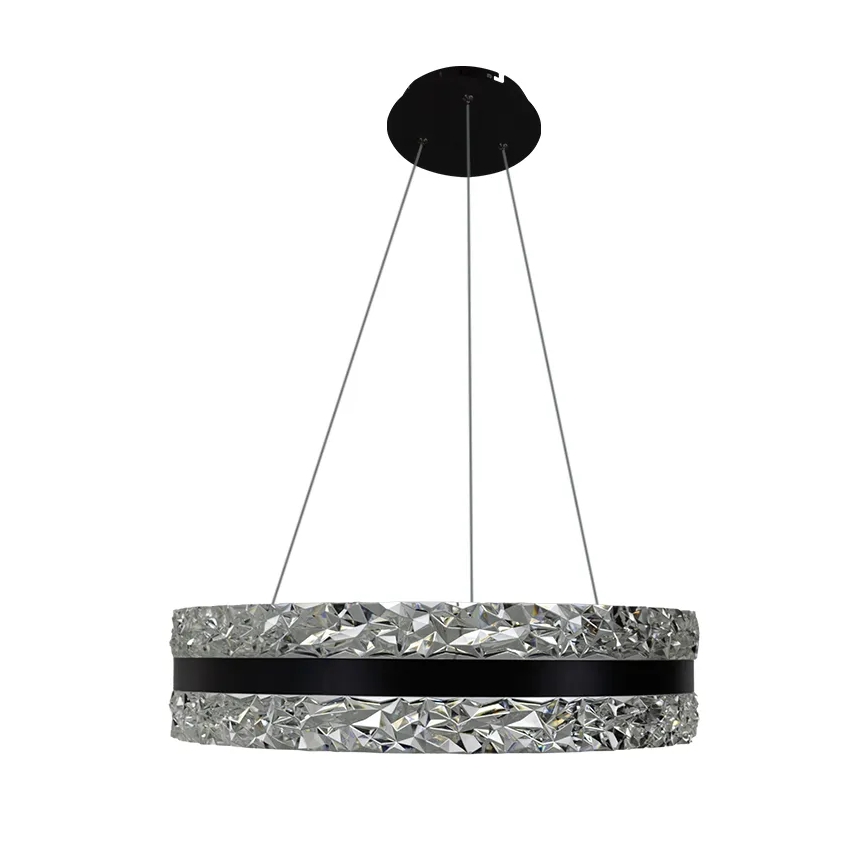LED Stmievateľný krištáľový luster na lanku LED/80W/230V 3000-6500K čierna + diaľkové ovládanie