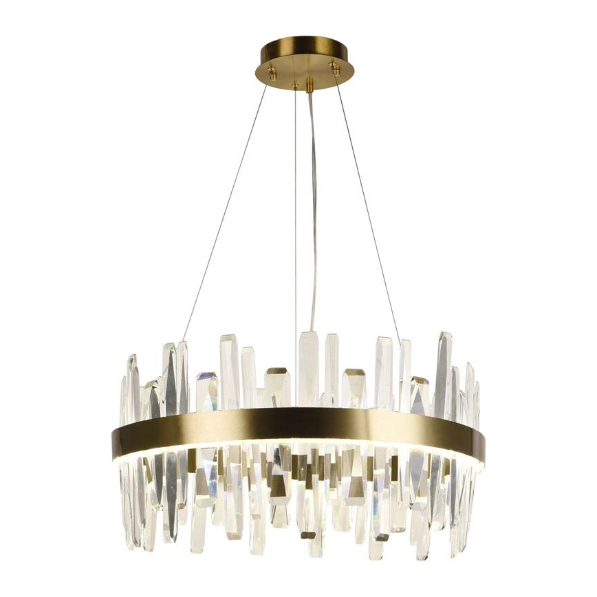 LED Stmievateľný krištáľový luster na lanku LED/80W/230V 3000-6500K zlatá + diaľkové ovládanie