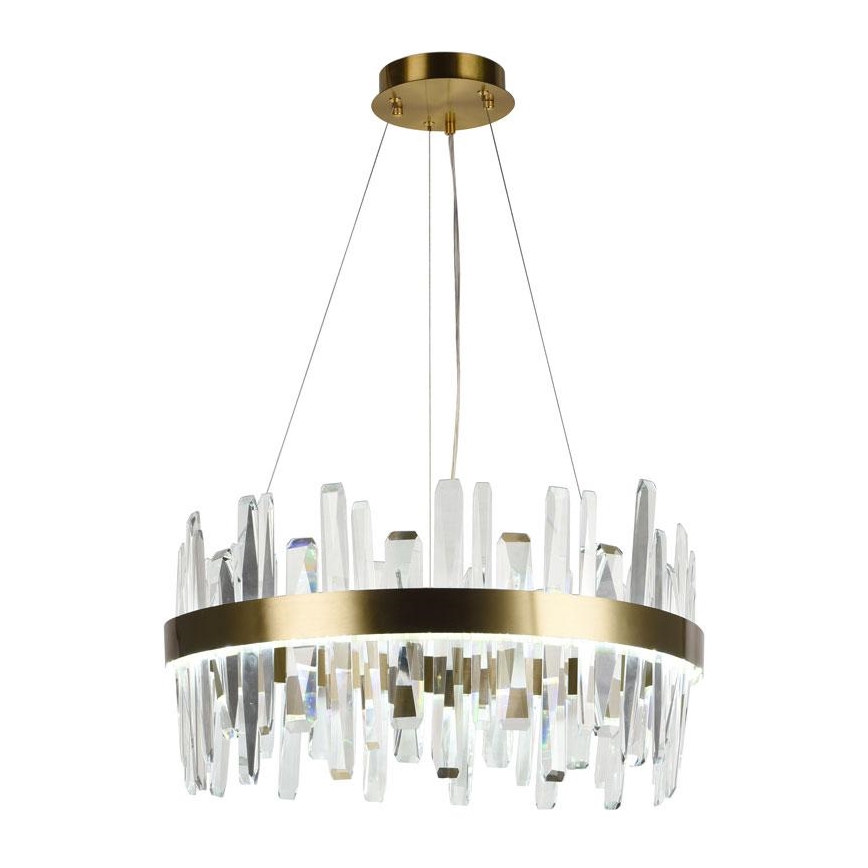 LED Stmievateľný krištáľový luster na lanku LED/80W/230V 3000-6500K zlatá + diaľkové ovládanie