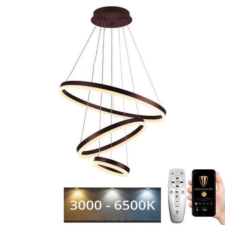LED Stmievateľný luster na lanku LED/85W/230V 3000-6500K pr. 60 cm + diaľkové ovládanie