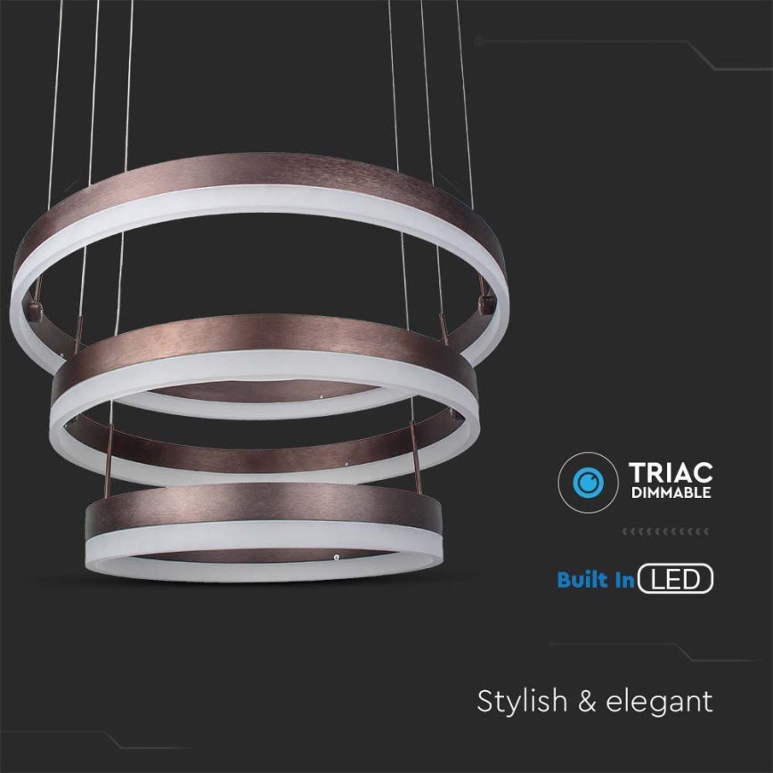 LED Stmievateľný luster na lanku LED/86W/230V 3000K hnedá