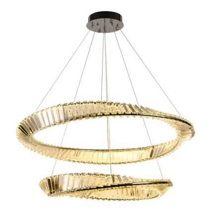 LED Stmievateľný krištáľový luster na lanku LED/90W/230V 3000-6500K lesklý chróm + diaľkové ovládanie