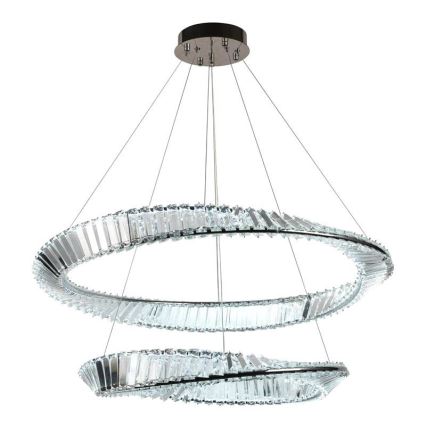 LED Stmievateľný krištáľový luster na lanku LED/90W/230V 3000-6500K lesklý chróm + diaľkové ovládanie