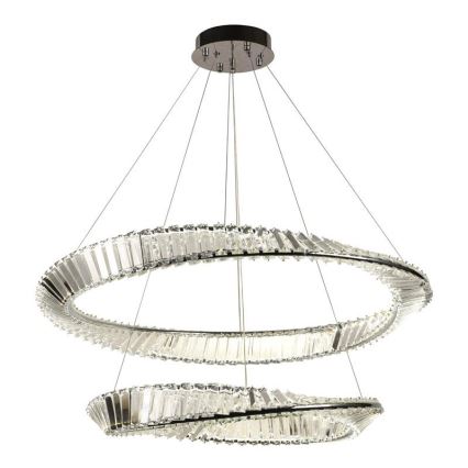 LED Stmievateľný krištáľový luster na lanku LED/90W/230V 3000-6500K lesklý chróm + diaľkové ovládanie