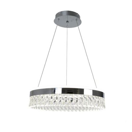 LED Stmievateľný krištáľový luster na lanku LED/90W/230V 3000-6500K lesklý chróm + diaľkové ovládanie