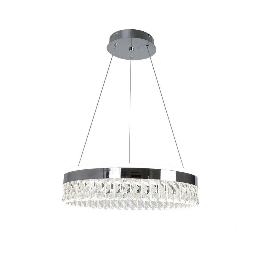 LED Stmievateľný krištáľový luster na lanku LED/90W/230V 3000-6500K lesklý chróm + diaľkové ovládanie