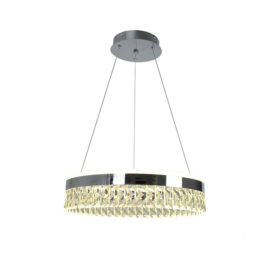 LED Stmievateľný krištáľový luster na lanku LED/90W/230V 3000-6500K lesklý chróm + diaľkové ovládanie
