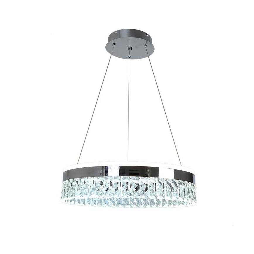 LED Stmievateľný krištáľový luster na lanku LED/90W/230V 3000-6500K lesklý chróm + diaľkové ovládanie
