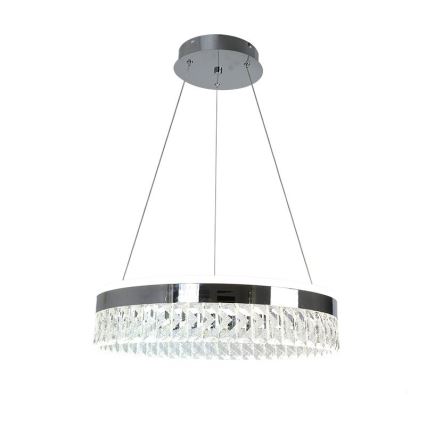 LED Stmievateľný krištáľový luster na lanku LED/90W/230V 3000-6500K lesklý chróm + diaľkové ovládanie