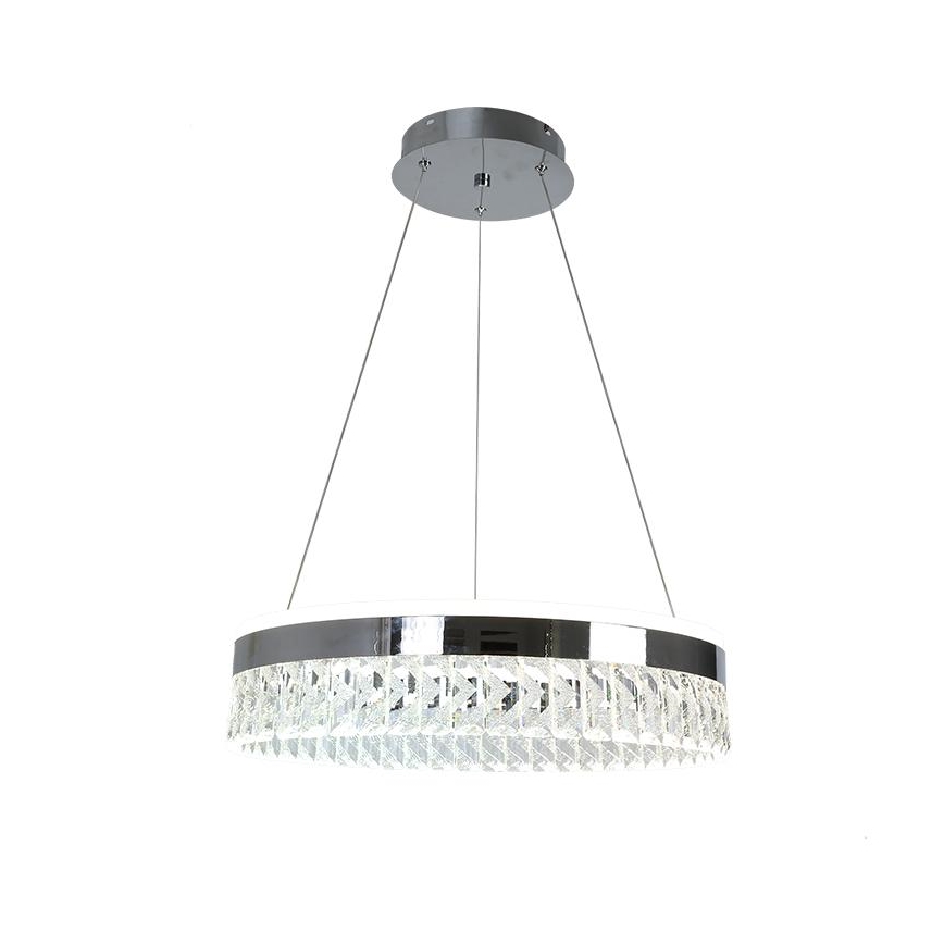 LED Stmievateľný krištáľový luster na lanku LED/90W/230V 3000-6500K lesklý chróm + diaľkové ovládanie