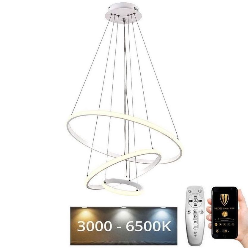 LED Stmievateľný luster na lanku LED/90W/230V 3000-6500K + diaľkové ovládanie