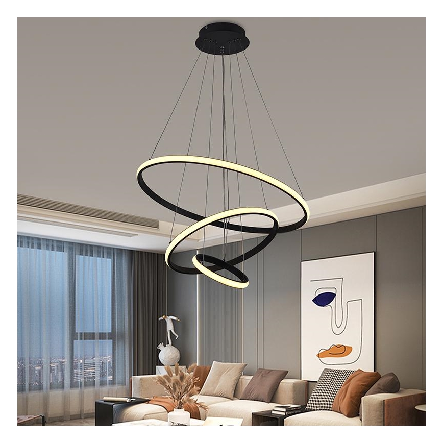 LED Stmievateľný luster na lanku LED/90W/230V 3000-6500K + diaľkové ovládanie