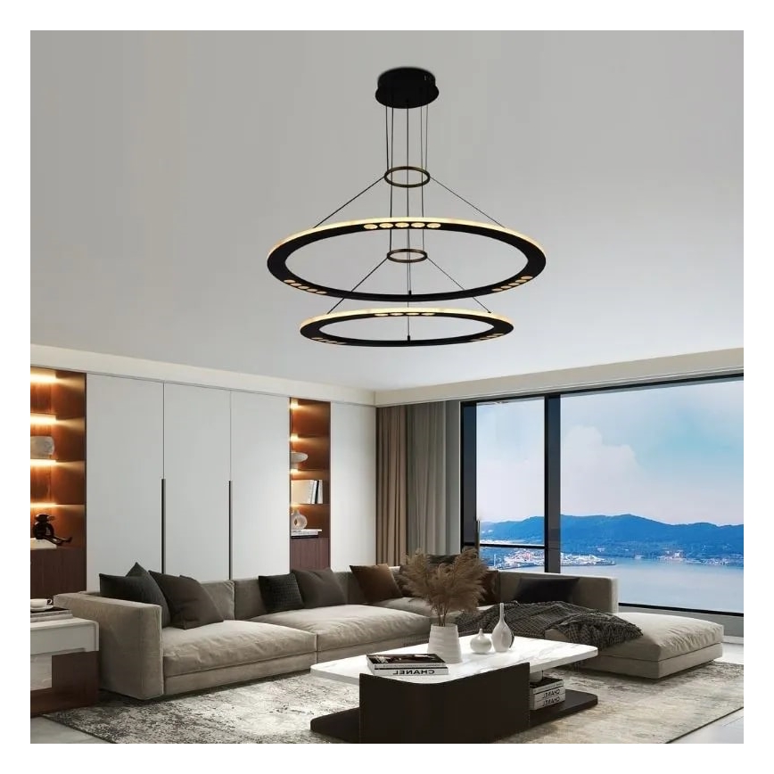 LED Stmievateľný luster na lanku LED/90W/230V 3000-6500K + diaľkové ovládanie