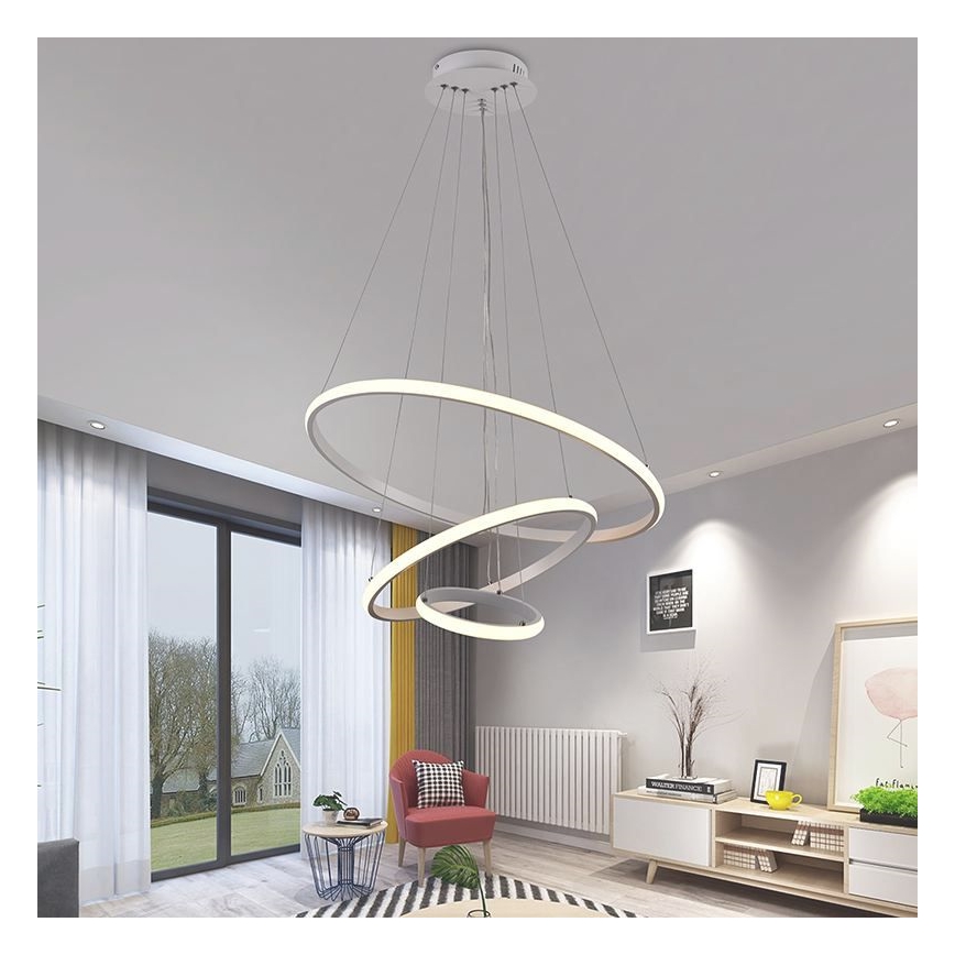 LED Stmievateľný luster na lanku LED/90W/230V 3000-6500K + diaľkové ovládanie