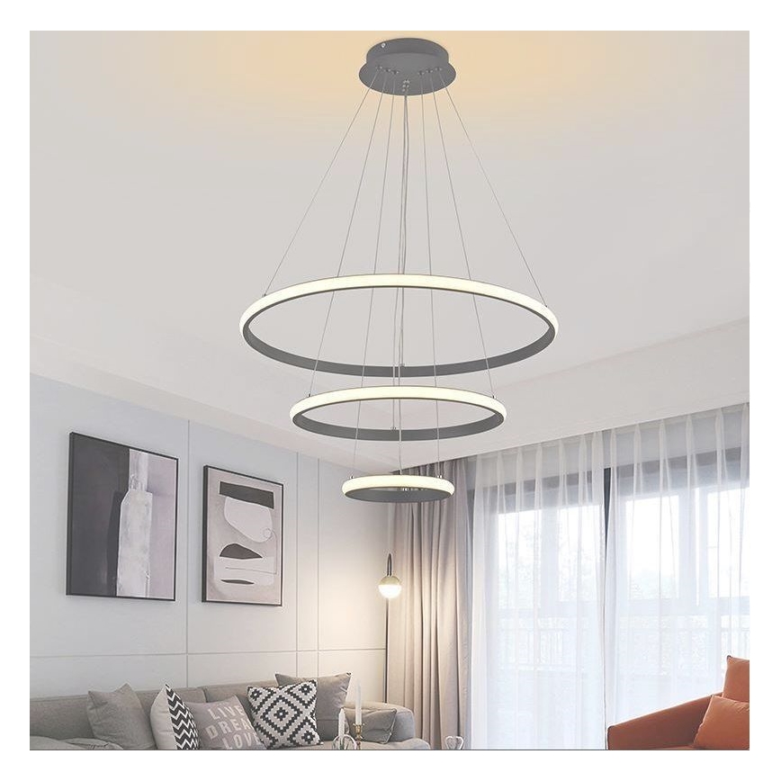 LED Stmievateľný luster na lanku LED/90W/230V 3000-6500K + diaľkové ovládanie