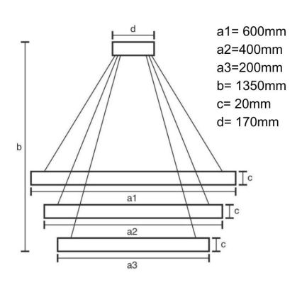 LED Stmievateľný luster na lanku LED/90W/230V 3000-6500K + diaľkové ovládanie