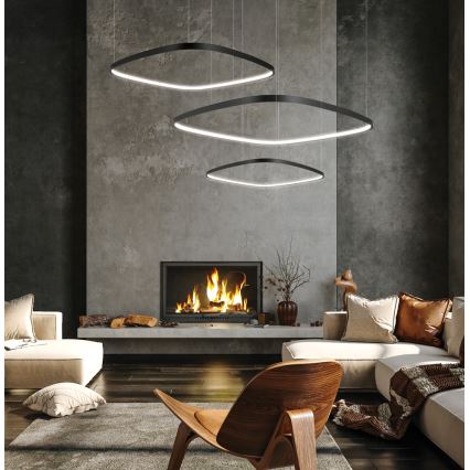 Stmievateľný LED luster na lankách LORENZO LED/70W/230V 3000/4000/6000K čierny + diaľkové ovládanie