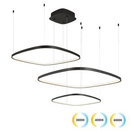 Stmievateľný LED luster na lankách LORENZO LED/70W/230V 3000/4000/6000K čierny + diaľkové ovládanie