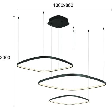 Stmievateľný LED luster na lankách LORENZO LED/70W/230V 3000/4000/6000K čierny + diaľkové ovládanie