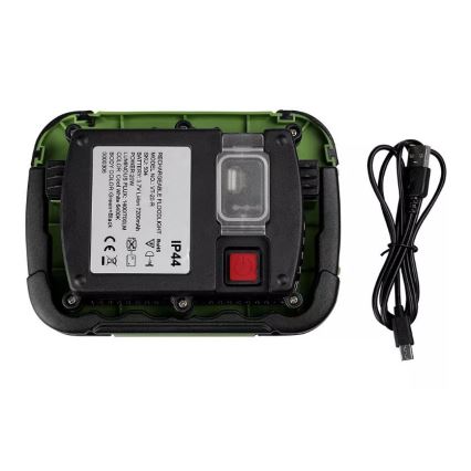 LED Stmievateľný nabíjací reflektor SAMSUNG CHIP + funkcia SOS LED/10W/3,7V/USB IP44 4000K 3600 mAh zelená