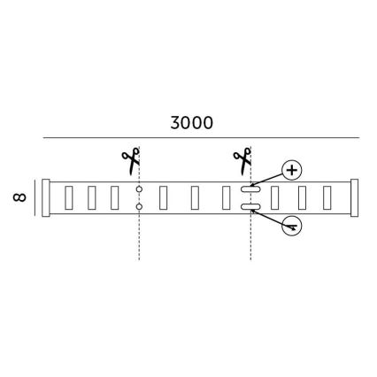 LED Stmievateľný pásik LED/25W/230V 3m 3000K