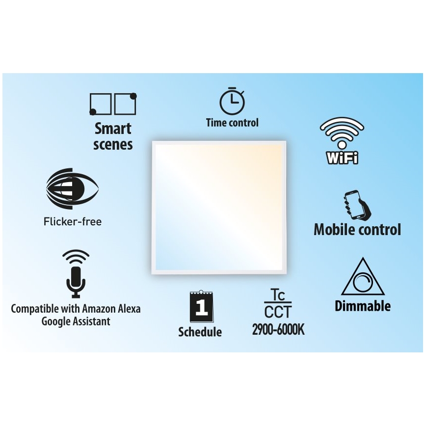 LED Stmievateľný podhľadový panel LIBRA LED/40W/230V 2900-6000K Wi-Fi Tuya