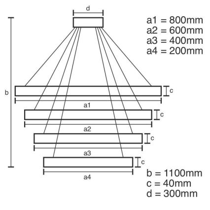 LED Stmievateľný prisadený luster LED/165W/230V 3000-6500K + diaľkové ovládanie