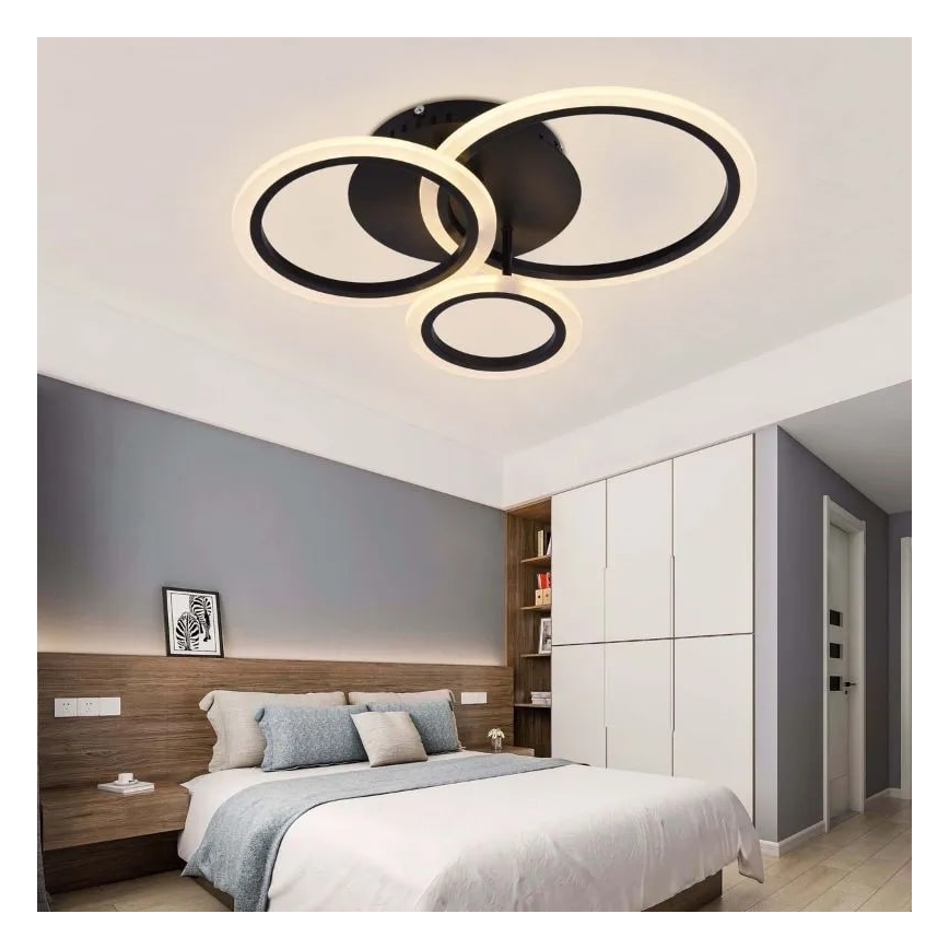 LED Stmievateľný prisadený luster LED/40W/230V 3000-6500K čierna + diaľkové ovládanie