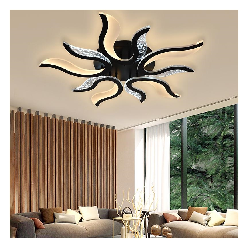 LED Stmievateľný prisadený luster LED/65W/230V 3000-6500K čierna + diaľkové ovládanie