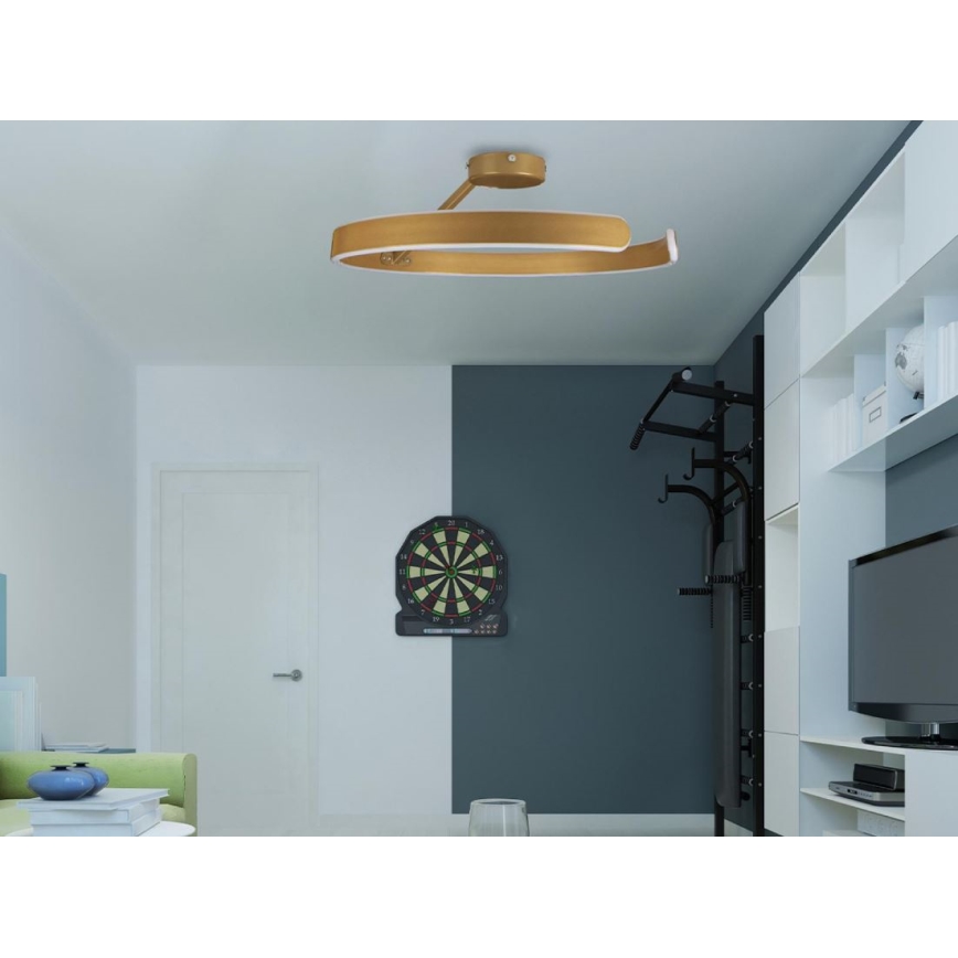 LED Stmievateľný prisadený luster LED/72W/230V 3000-6500K zlatá + diaľkové ovládanie