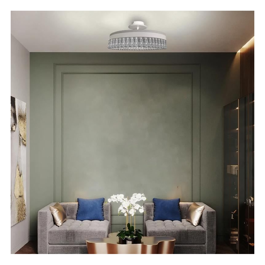 LED Stmievateľný krištáľový prisadený luster LED/75W/230V 3000-6500K biela + diaľkové ovládanie