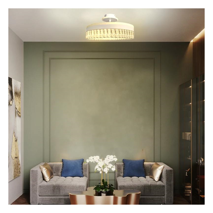 LED Stmievateľný krištáľový prisadený luster LED/75W/230V 3000-6500K biela + diaľkové ovládanie