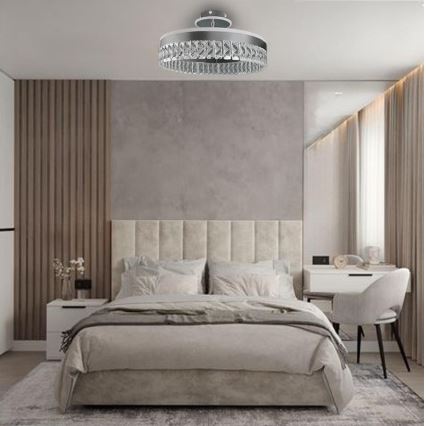 LED Stmievateľný krištáľový prisadený luster LED/75W/230V 3000-6500K matný chróm + diaľkové ovládanie